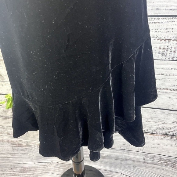 RSVP Talbots Skirt Plus 14W Black Velveteen Knee A Line Ruffle Modest Wedding - Picture 7 of 15